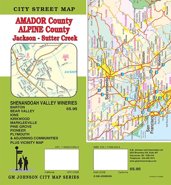 Amador County Sutter Creek Jackson Ione California Street Map Gm Johnson Maps