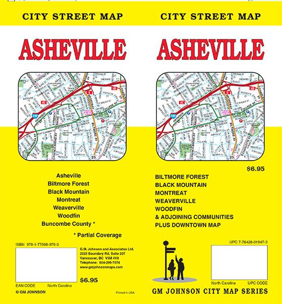 Asheville, North Carolina Street Map - GM Johnson Maps