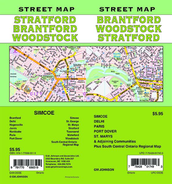 Brantford / Stratford / Woodstock / Simcoe, Ontario Street Map