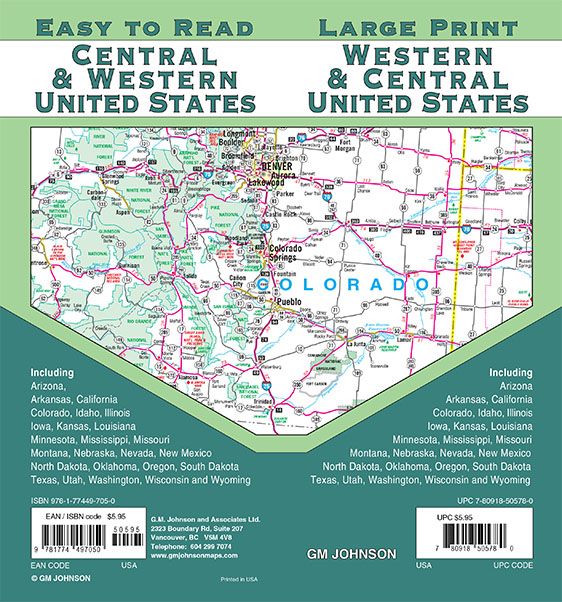 Central & Western United States / Large Print Map