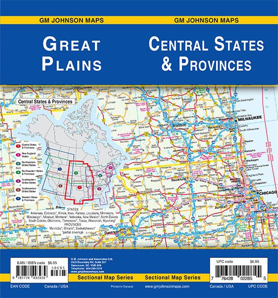Central States & Provinces, USA Sectional Map
