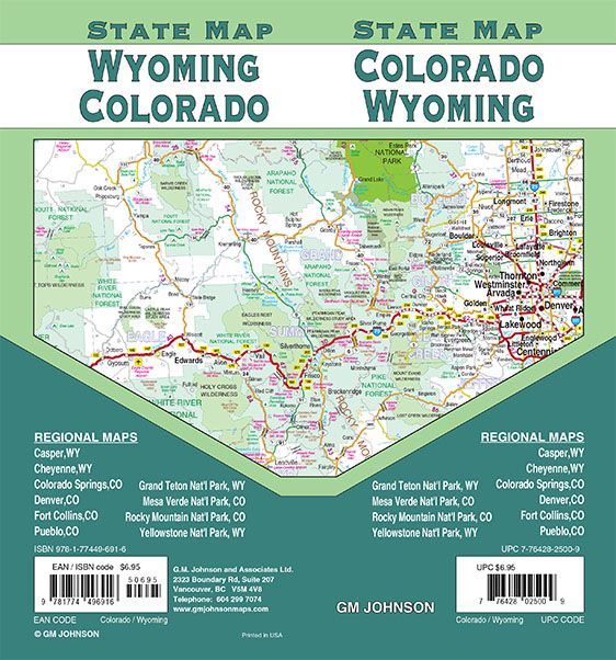 Colorado \ Wyoming USA State Map