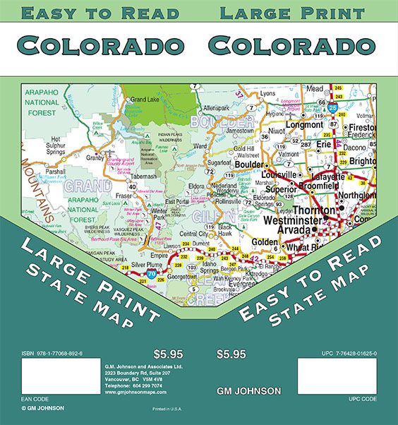 Colorado Large Print, Colorado State Map