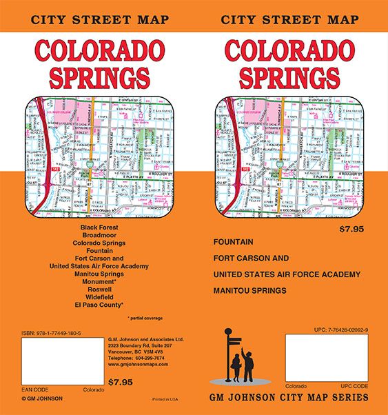 Colorado Springs, Colorado Street Map GM Johnson Maps