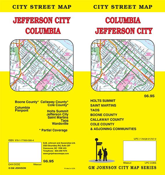 Jefferson City Mo Street Map Columbia / Jefferson City, Missouri Street Map - Gm Johnson Maps