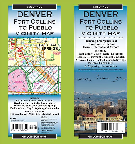 Denver / Front Range & Vicinity, Colorado Regional Map GM Johnson Maps