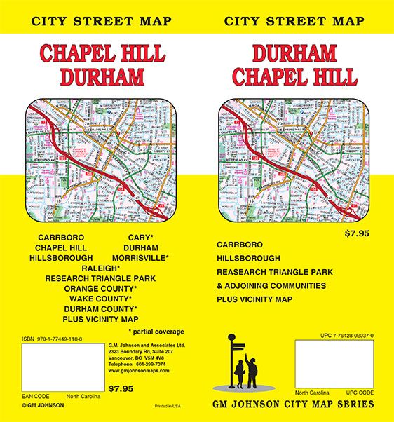 Durham / Chapel Hill,  North Carolina Street Map