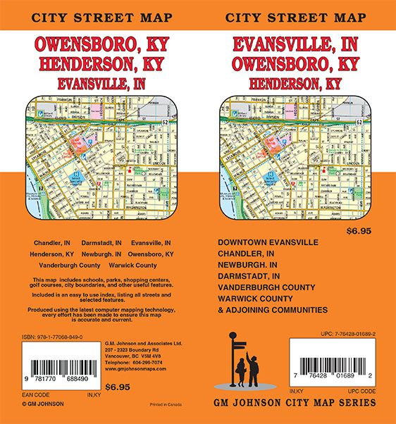 Evansville IN / Owensboro KY / Henderson KY, Indiana Street Map