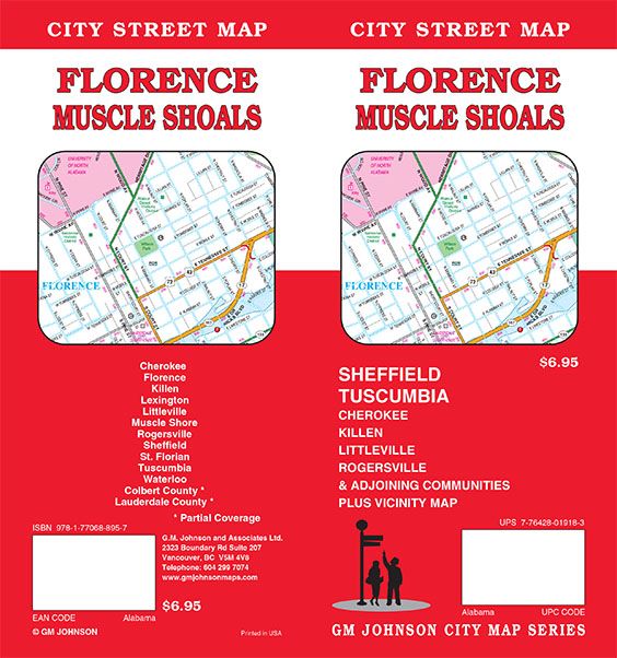 Florence Muscle Shoals Sheffield Tuscumbia Alabama Street Map 1475