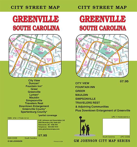 Greenville South Carolina Street Map Gm Johnson Maps