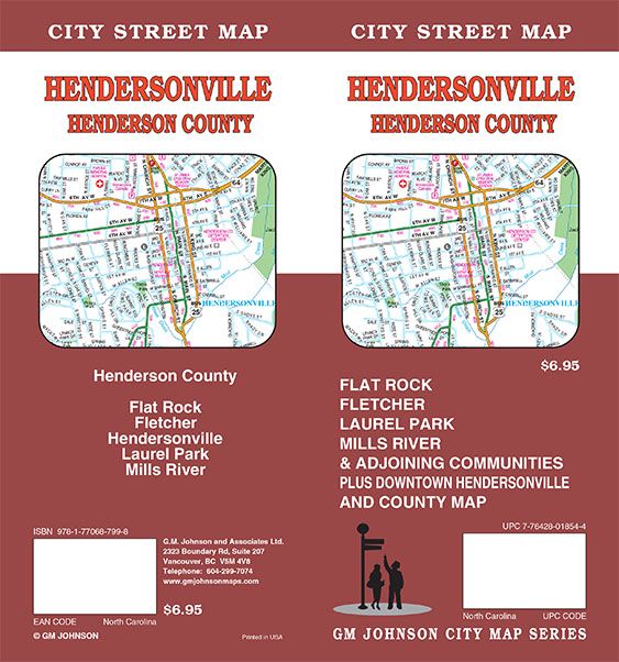 Hendersonville / Henderson County, North Carolina Street Map