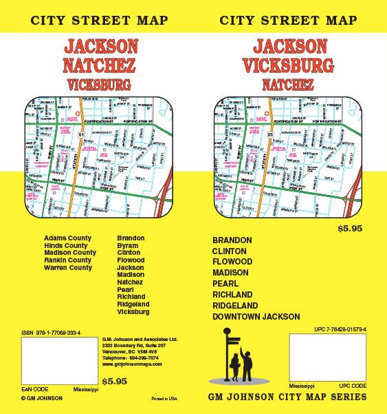 Jackson / Natchez / Vicksburg, Mississippi Street Map