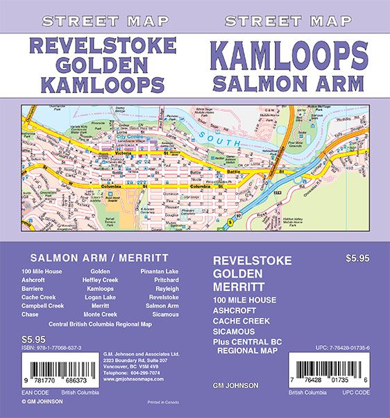 Kamloops / Salmon Arm / Revelstoke / Golden / Merritt, British Columbia Street Map