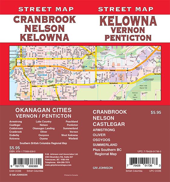 Kelowna / Vernon / Penticton / Nelson / Cranbrook, British Columbia Street Map