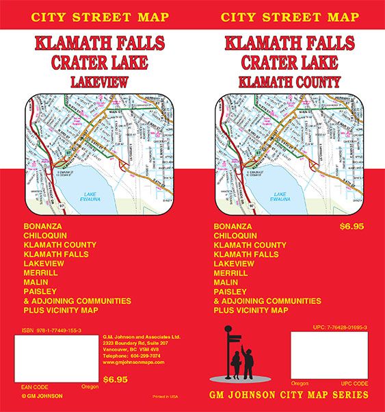 Klamath Falls / Lakeview / Crater Lake, Oregon Street Map