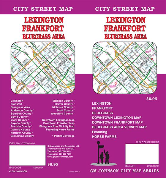 Lexington / Frankfort / Bluegrass Area, Kentucky Street Map