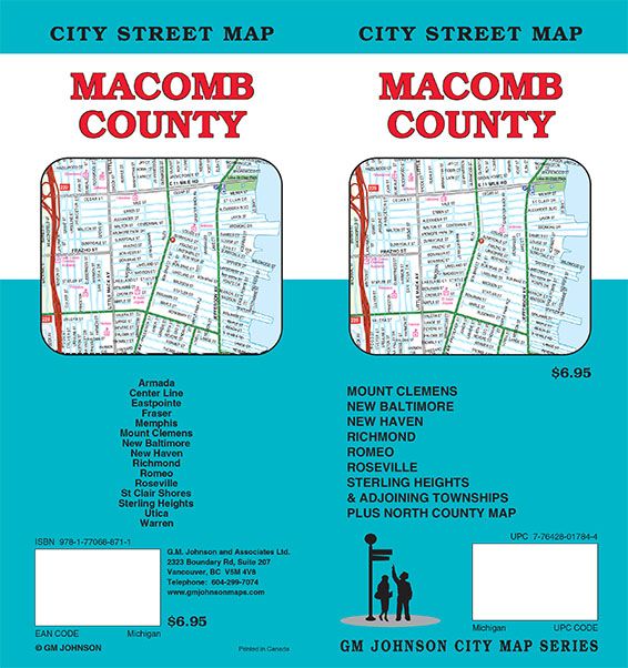 Macomb County Michigan Street Map Gm Johnson Maps