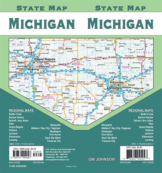 Michigan, Michigan State Map - GM Johnson Maps