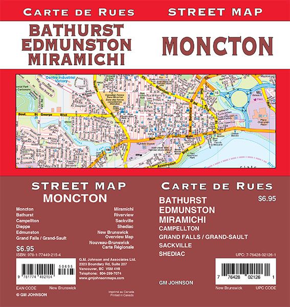 Moncton / Edmundston / Miramichi / Bathurst, New Brunswick Street Map