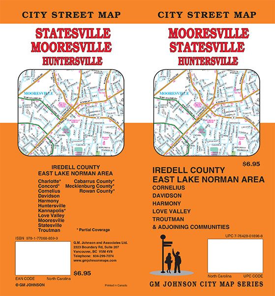 Mooresville / Statesville / Huntersville / Cornelius, North Carolina Street Map