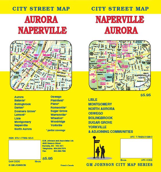 Naperville / Aurora, Illinois Street Map GM Johnson Maps
