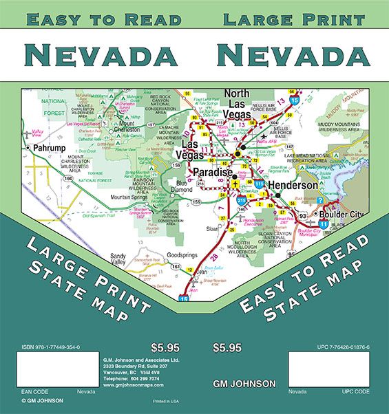 Nevada Large Print, Nevada State Map