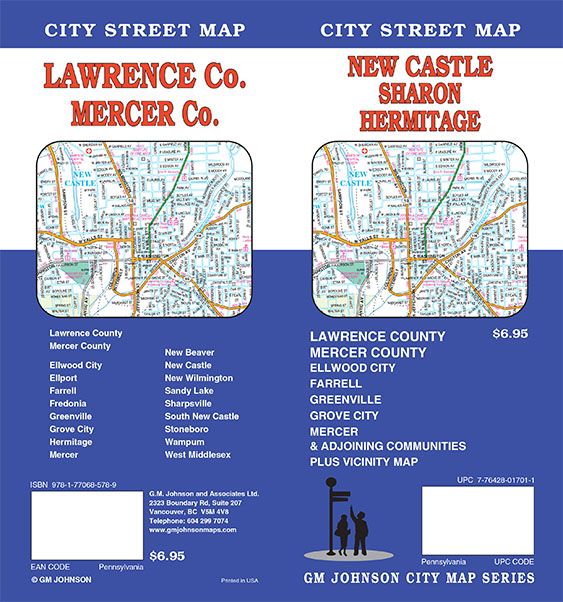 New Castle / Sharon / Hermitage / Lawrence & Mercer Co., Pennsylvania Street Map