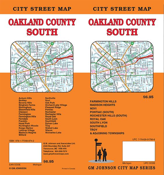 Oakland County South Michigan Street Map Gm Johnson Maps