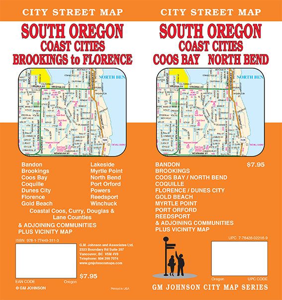 Oregon South Coast Coos Bay Brookings Florence, Oregon Street Map