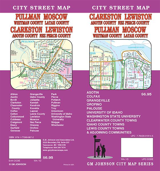 Pullman WA / Moscow ID & Clarkston WA / Lewiston ID, Idaho Street Map