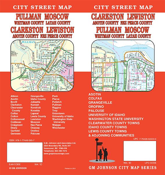 Pullman WA / Moscow ID & Clarkston WA / Lewiston ID, Washington Street Map