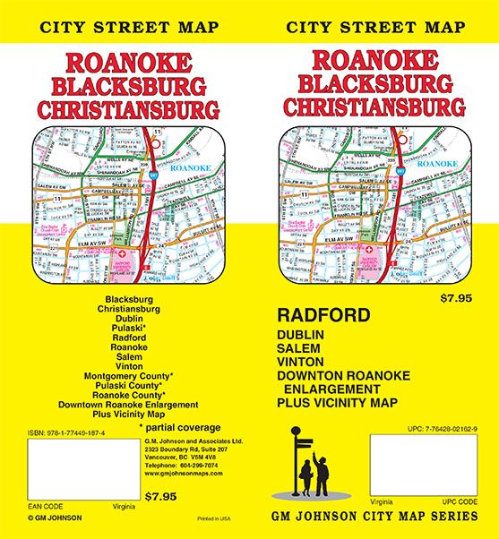Roanoke / Blacksburg / Christiansburg, Virginia Street Map
