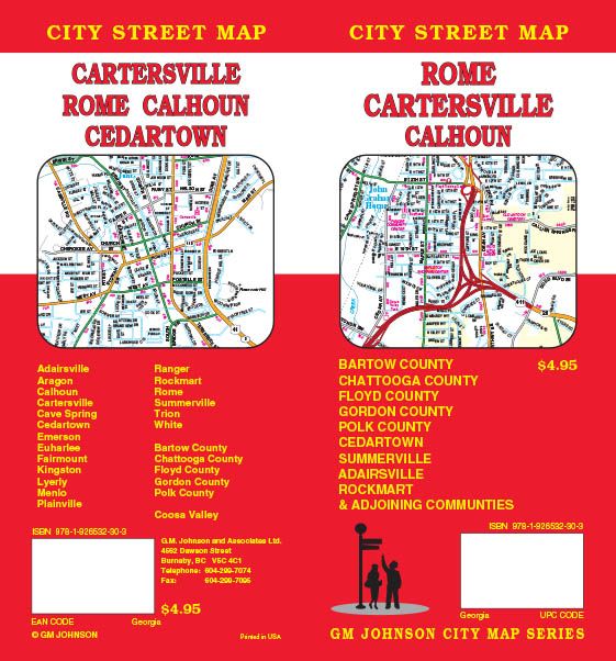 Rome / Cedartown / Cartersville /Calhoun / Summerville, Georgia Street Map