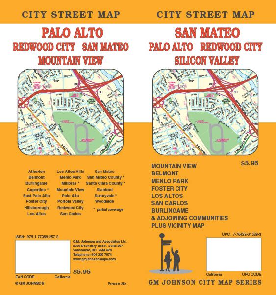 San Mateo / Silicon Valley / Palo Alto / Redwood City, California Street Map