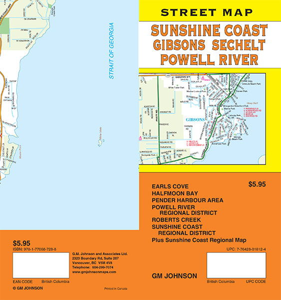 Sunshine Coast / Gibsons / Sechelt / Powell River, British Columbia Street Map
