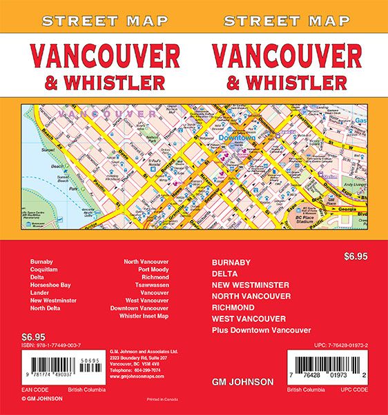 Vancouver / Whistler, British Columbia Street Map - GM Johnson Maps