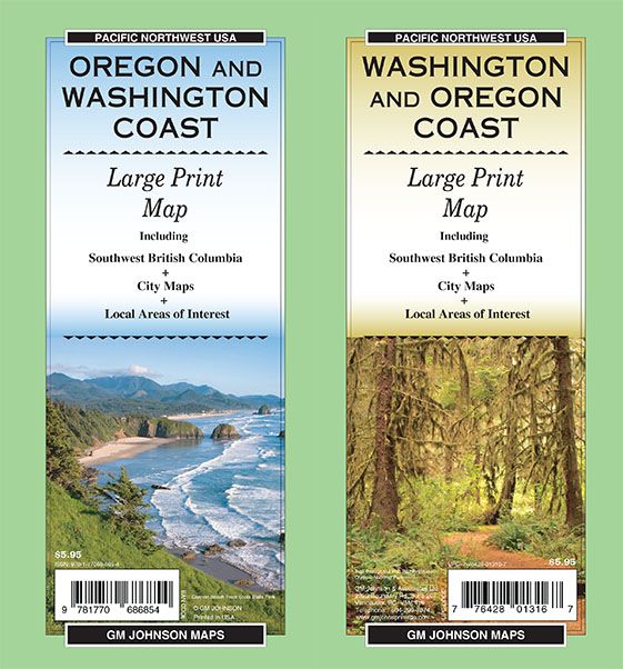Oregon & Washington Coast Large Print, Oregon
