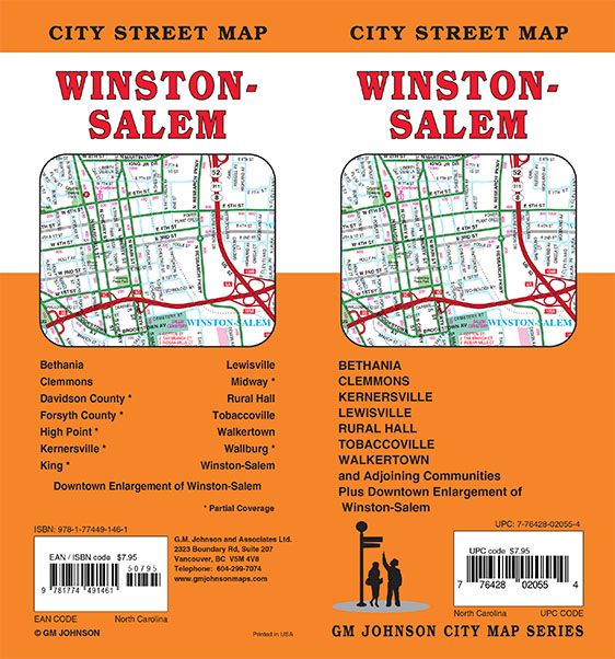 5 And Below Winston Salem Nc Winston-Salem, North Carolina Street Map - GM Johnson Maps