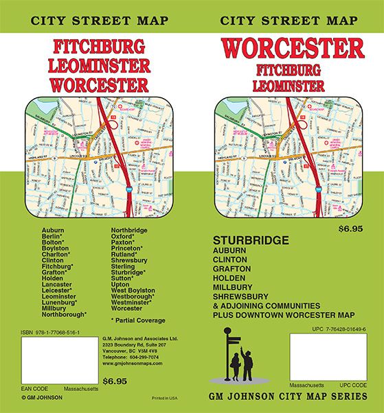Worcester / Sturbridge / Leominster / Fitchburg, Massachusetts Street Map