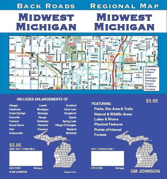 Michigan - Midwest, Michigan Regional Map - GM Johnson Maps