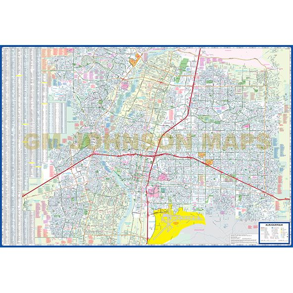 Albuquerque New Mexico Street Map GM Johnson Maps   Albuquerque New Mexico Street Map Gmj Back 