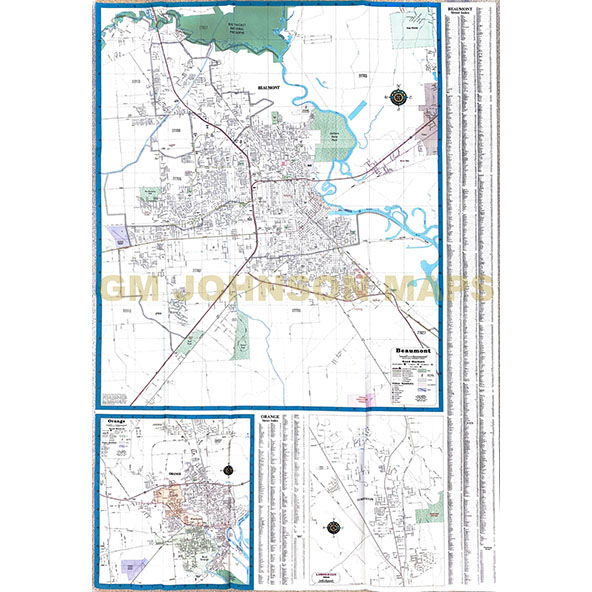 Beaumont Orange Port Arthur Texas Street Map GM Johnson Maps