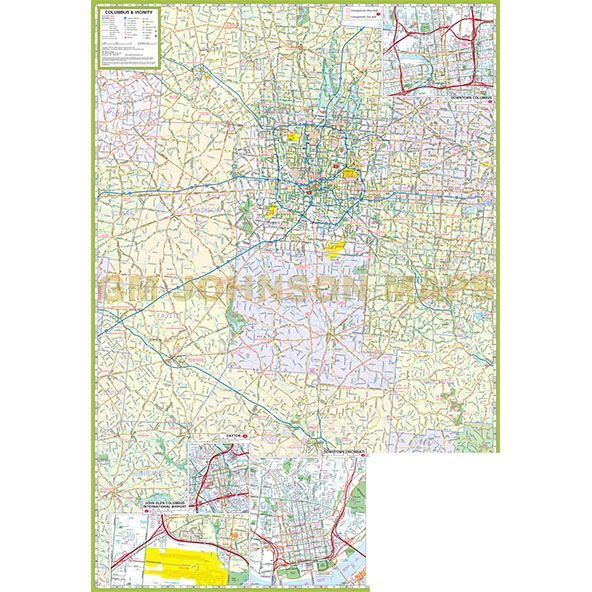 Columbus / Cincinnati & Vicinity, Ohio Regional Map - GM Johnson Maps