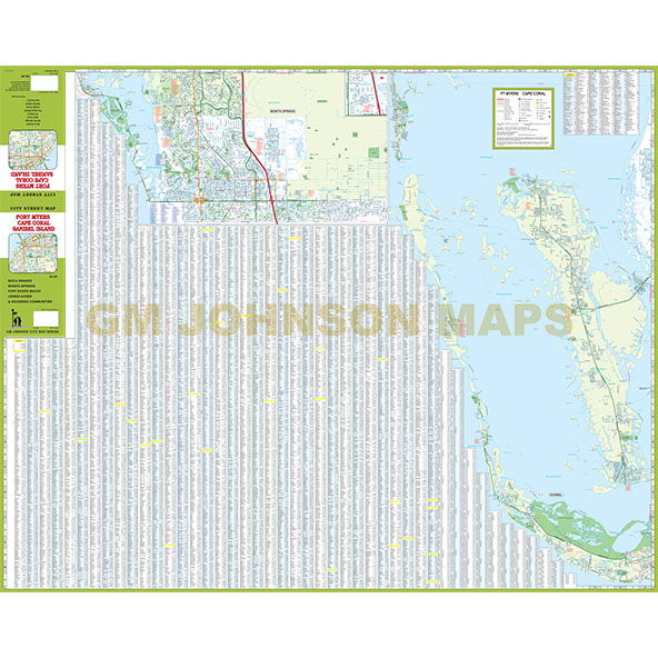 Fort Myers / Cape Coral / Sanibel Island / Lee County , Florida Street Map  - GM Johnson Maps