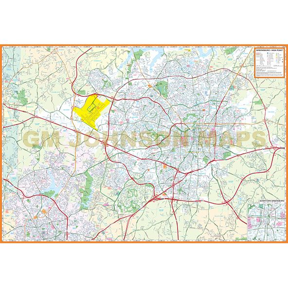 Greensboro High Point North Carolina Street Map Rm Back 