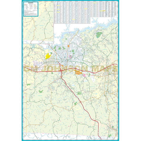 Hickory North Carolina c1907 map 18x24 