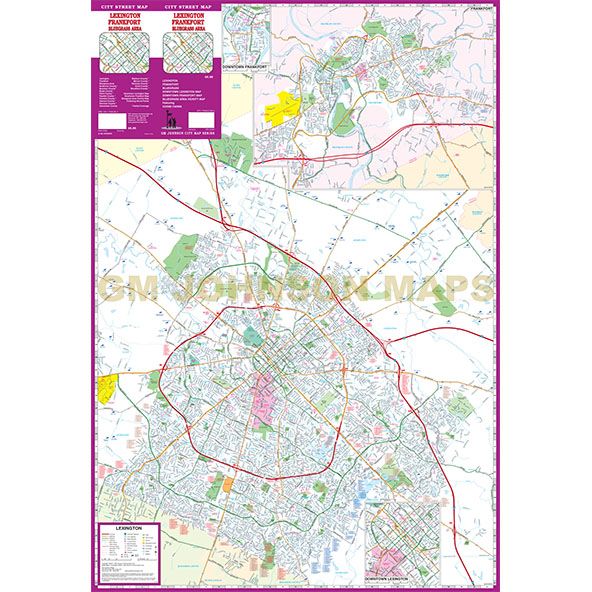 Lexington / Frankfort / Bluegrass Area, Kentucky Street Map - GM 