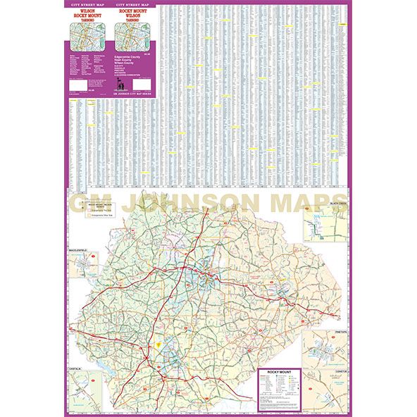 Rocky Mount / Wilson / Tarboro, North Carolina Street Map GM Johnson Maps